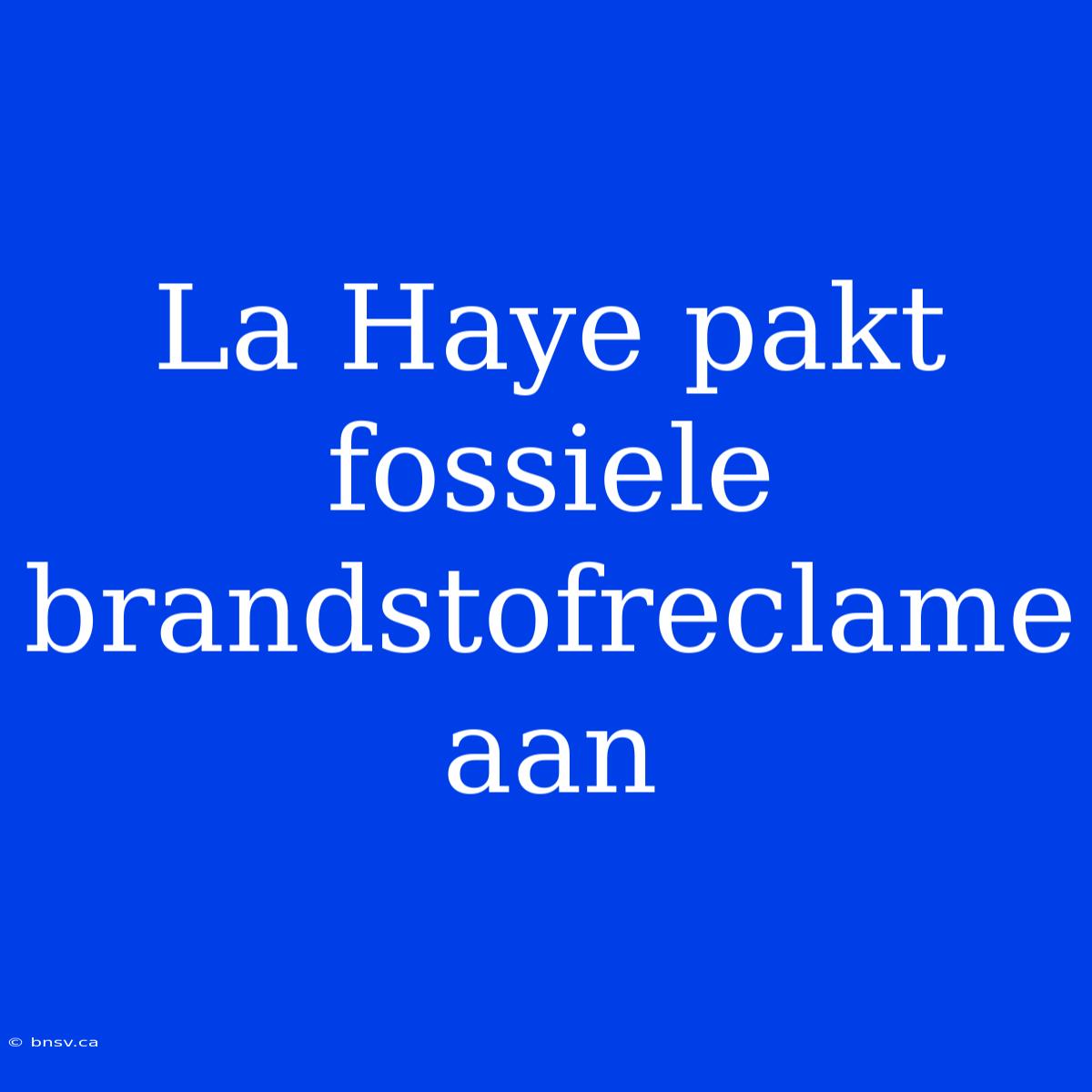 La Haye Pakt Fossiele Brandstofreclame Aan