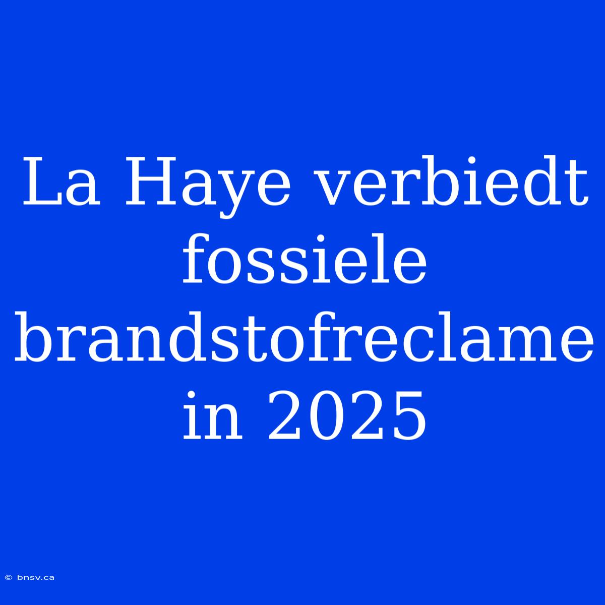 La Haye Verbiedt Fossiele Brandstofreclame In 2025