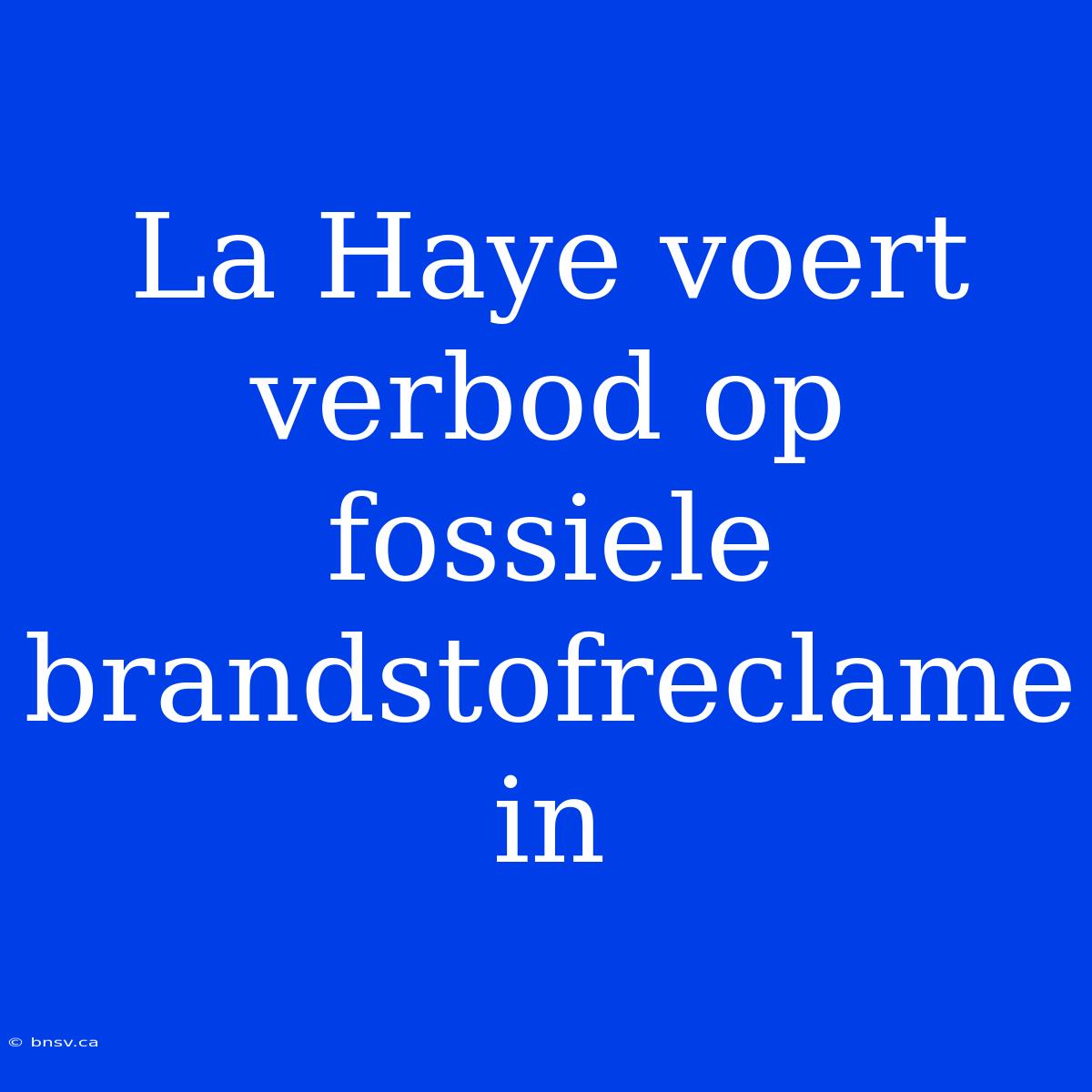 La Haye Voert Verbod Op Fossiele Brandstofreclame In