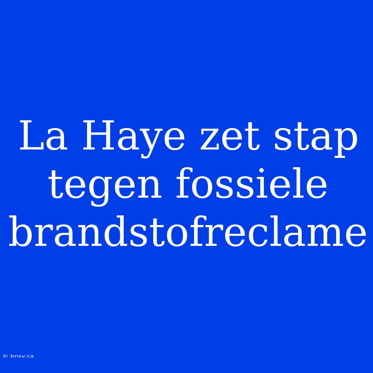 La Haye Zet Stap Tegen Fossiele Brandstofreclame