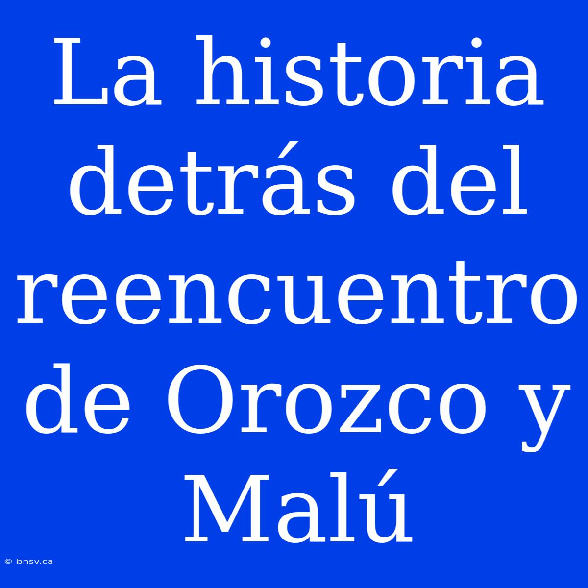 La Historia Detrás Del Reencuentro De Orozco Y Malú