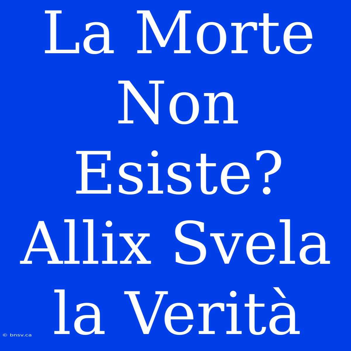 La Morte Non Esiste? Allix Svela La Verità