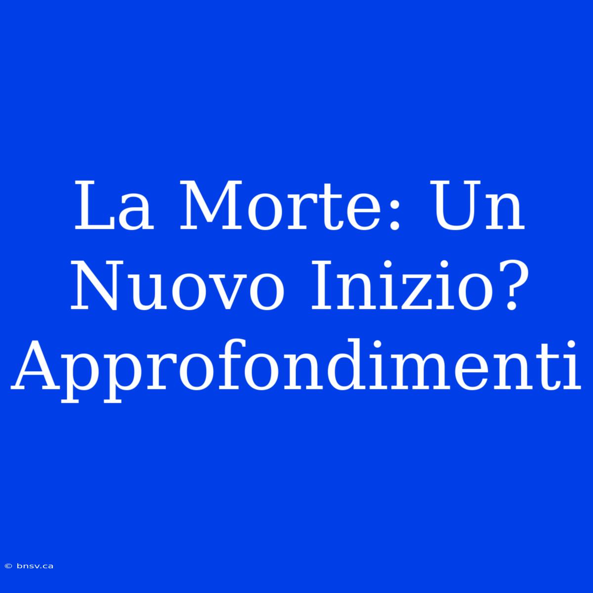 La Morte: Un Nuovo Inizio? Approfondimenti