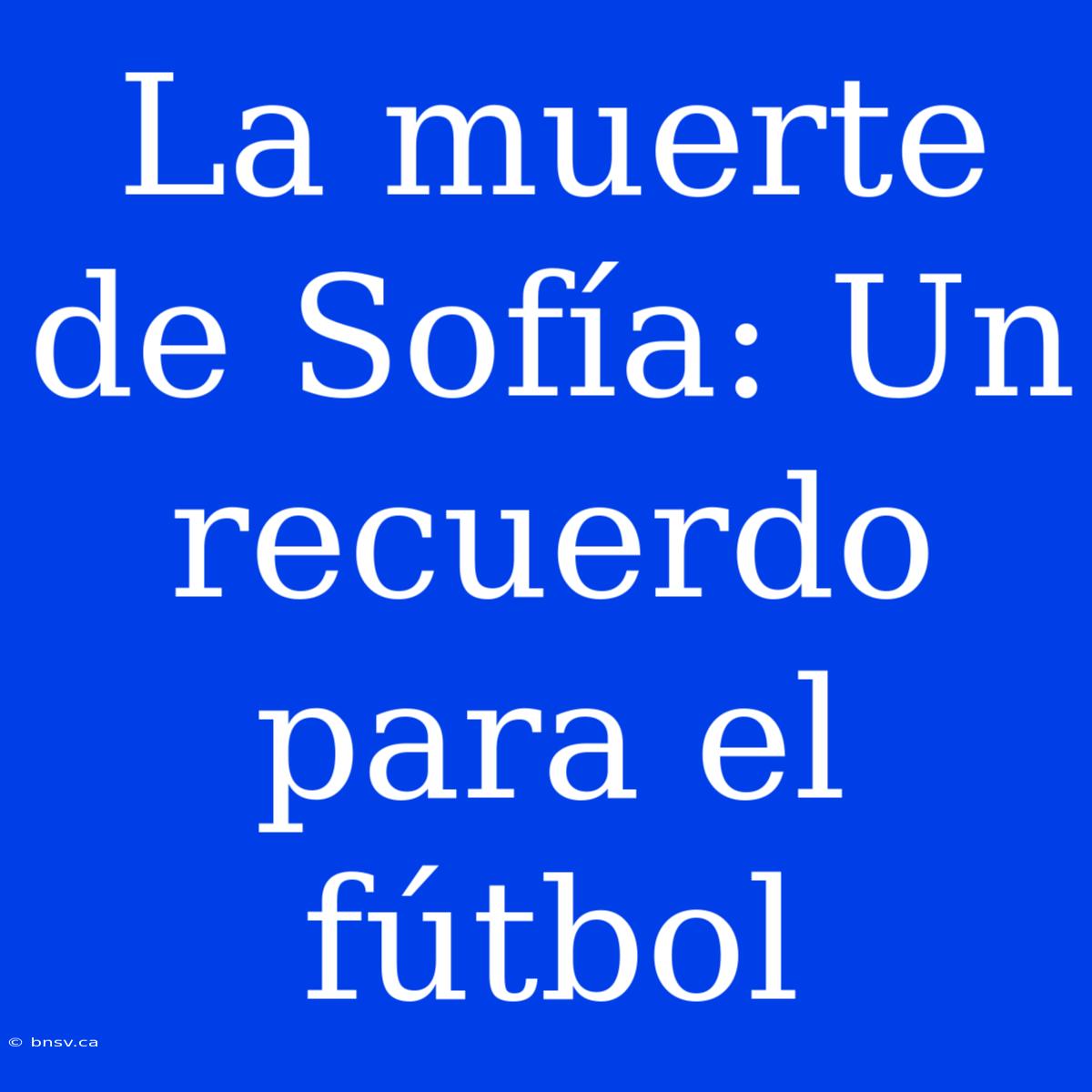 La Muerte De Sofía: Un Recuerdo Para El Fútbol