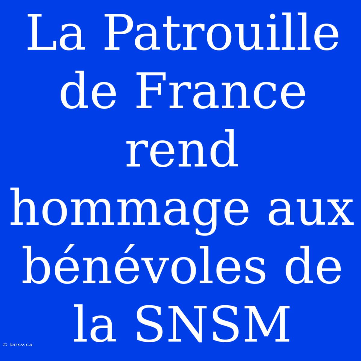 La Patrouille De France Rend Hommage Aux Bénévoles De La SNSM