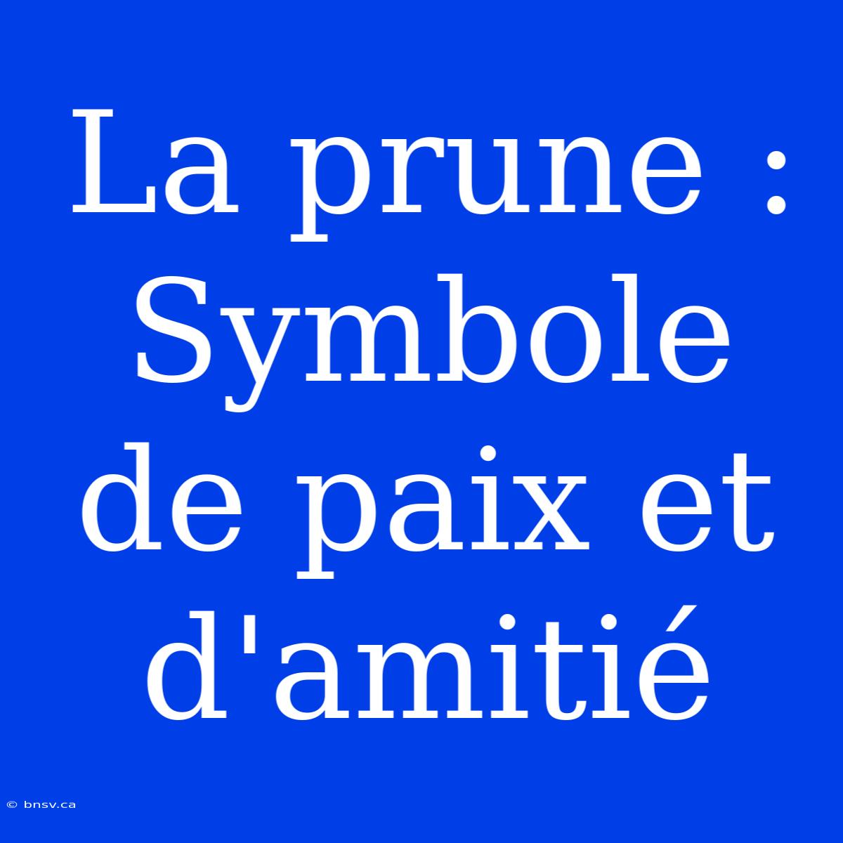 La Prune : Symbole De Paix Et D'amitié