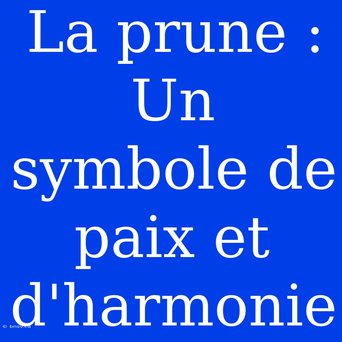 La Prune : Un Symbole De Paix Et D'harmonie