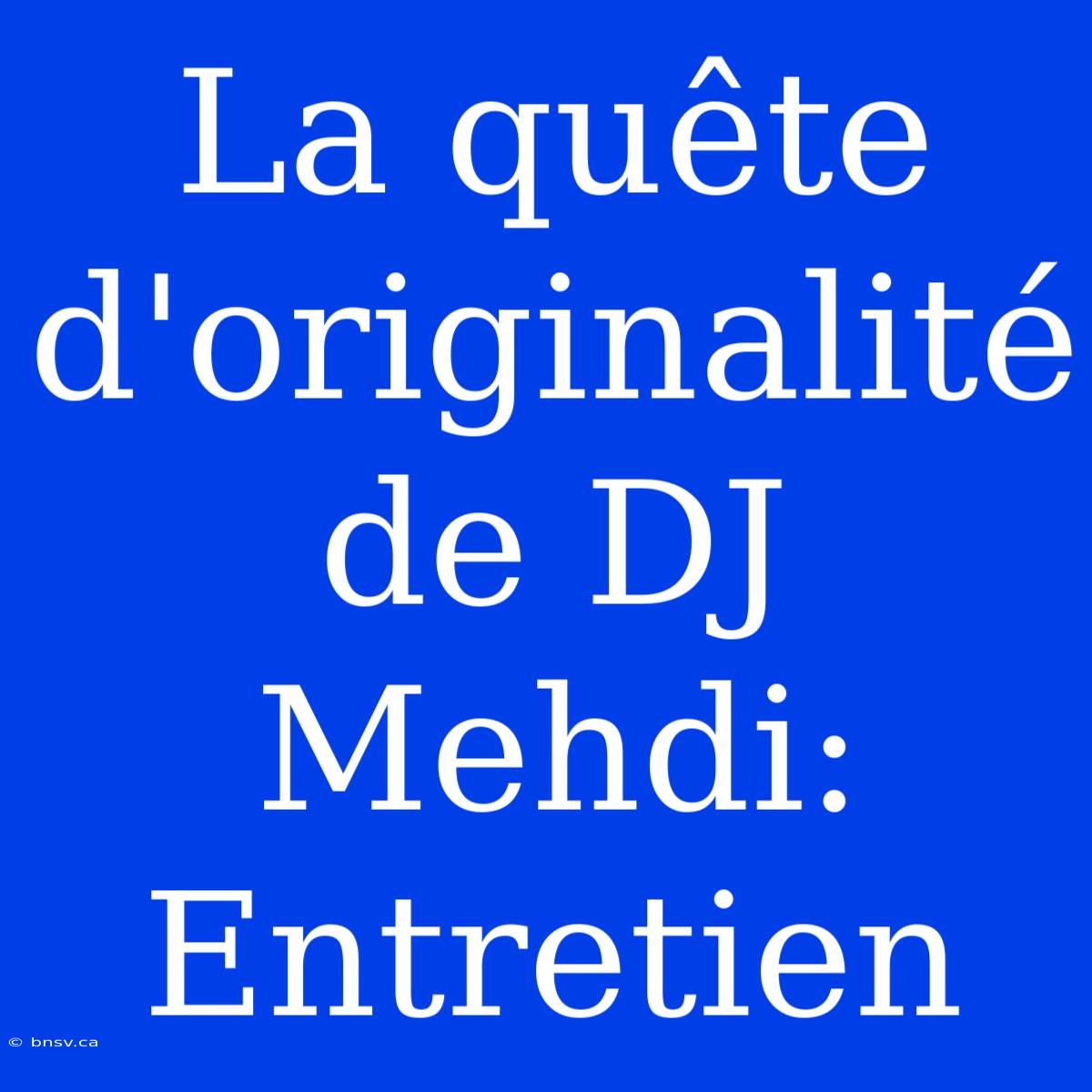 La Quête D'originalité De DJ Mehdi: Entretien