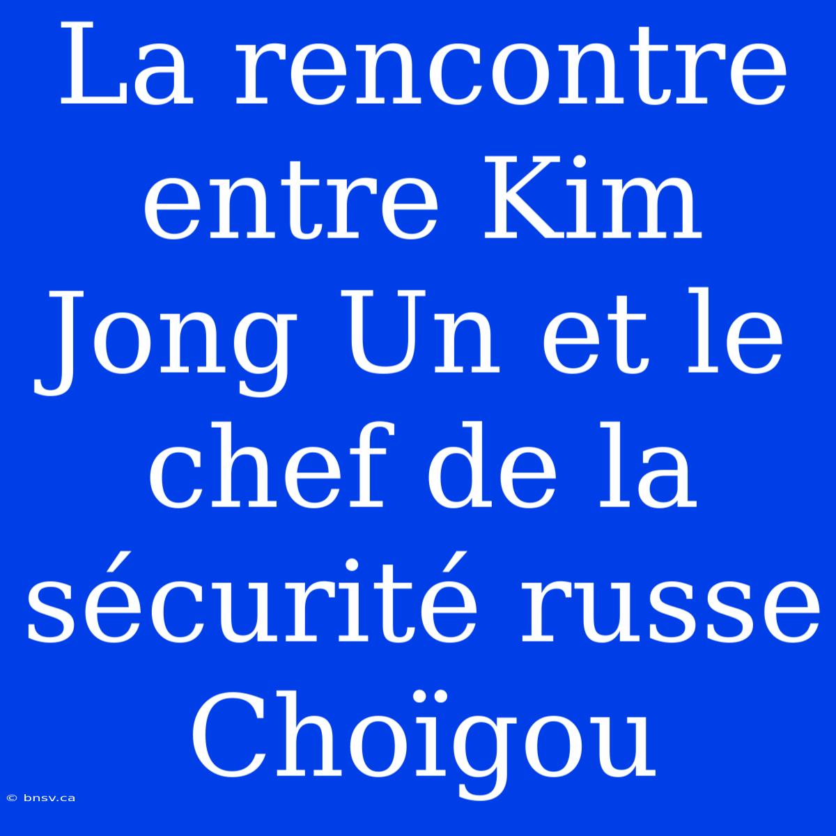 La Rencontre Entre Kim Jong Un Et Le Chef De La Sécurité Russe Choïgou