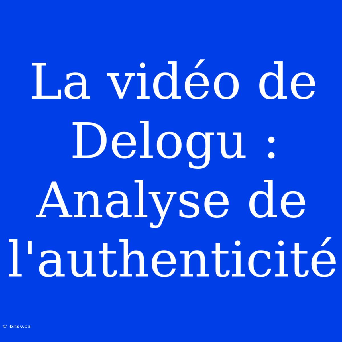 La Vidéo De Delogu : Analyse De L'authenticité