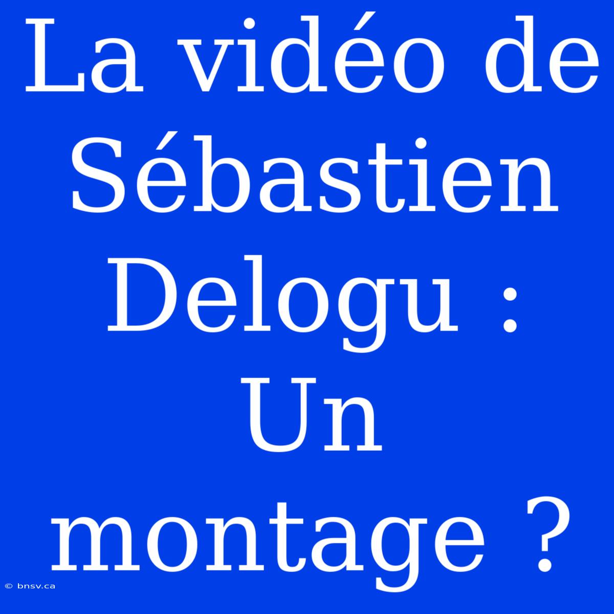 La Vidéo De Sébastien Delogu : Un Montage ?