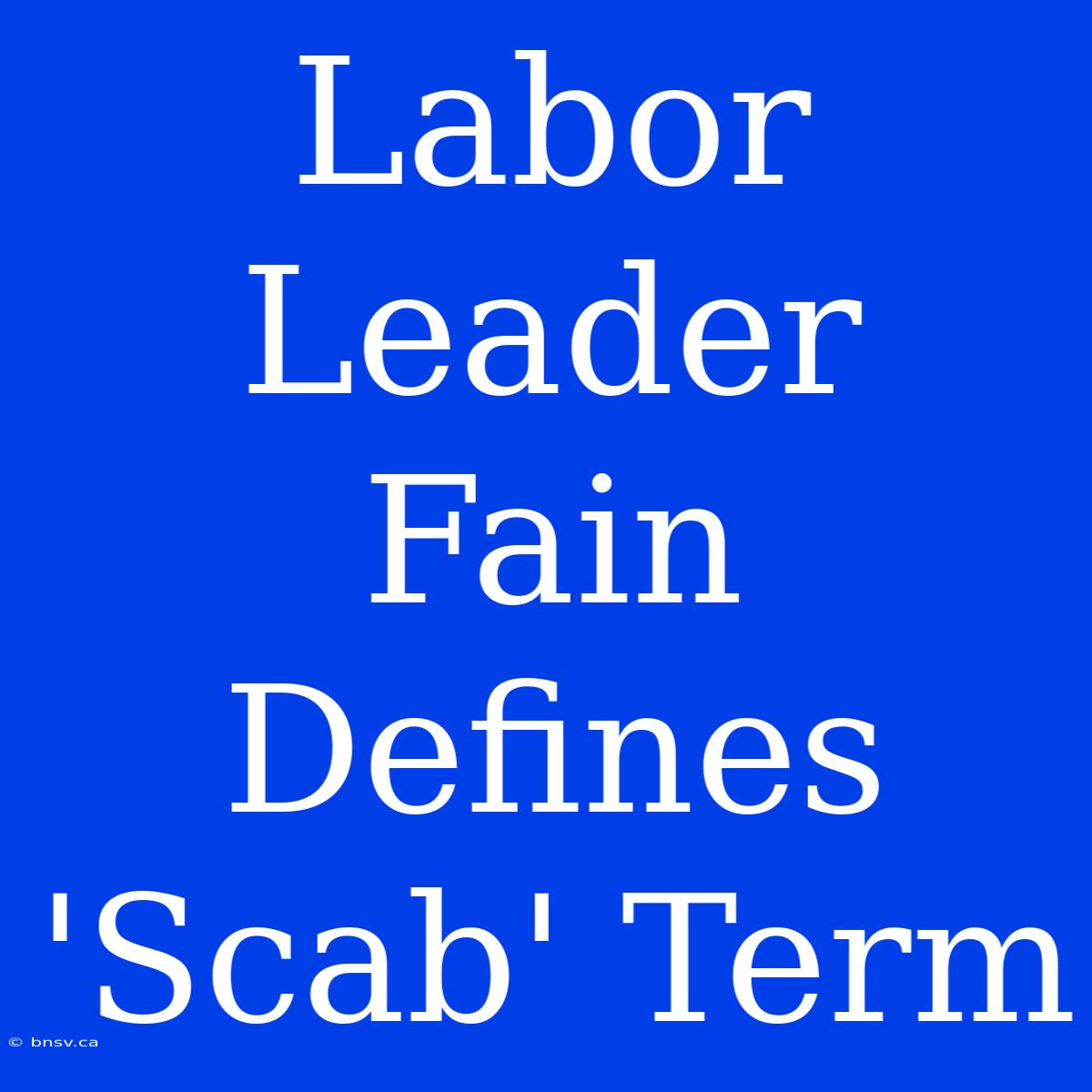 Labor Leader Fain Defines 'Scab' Term