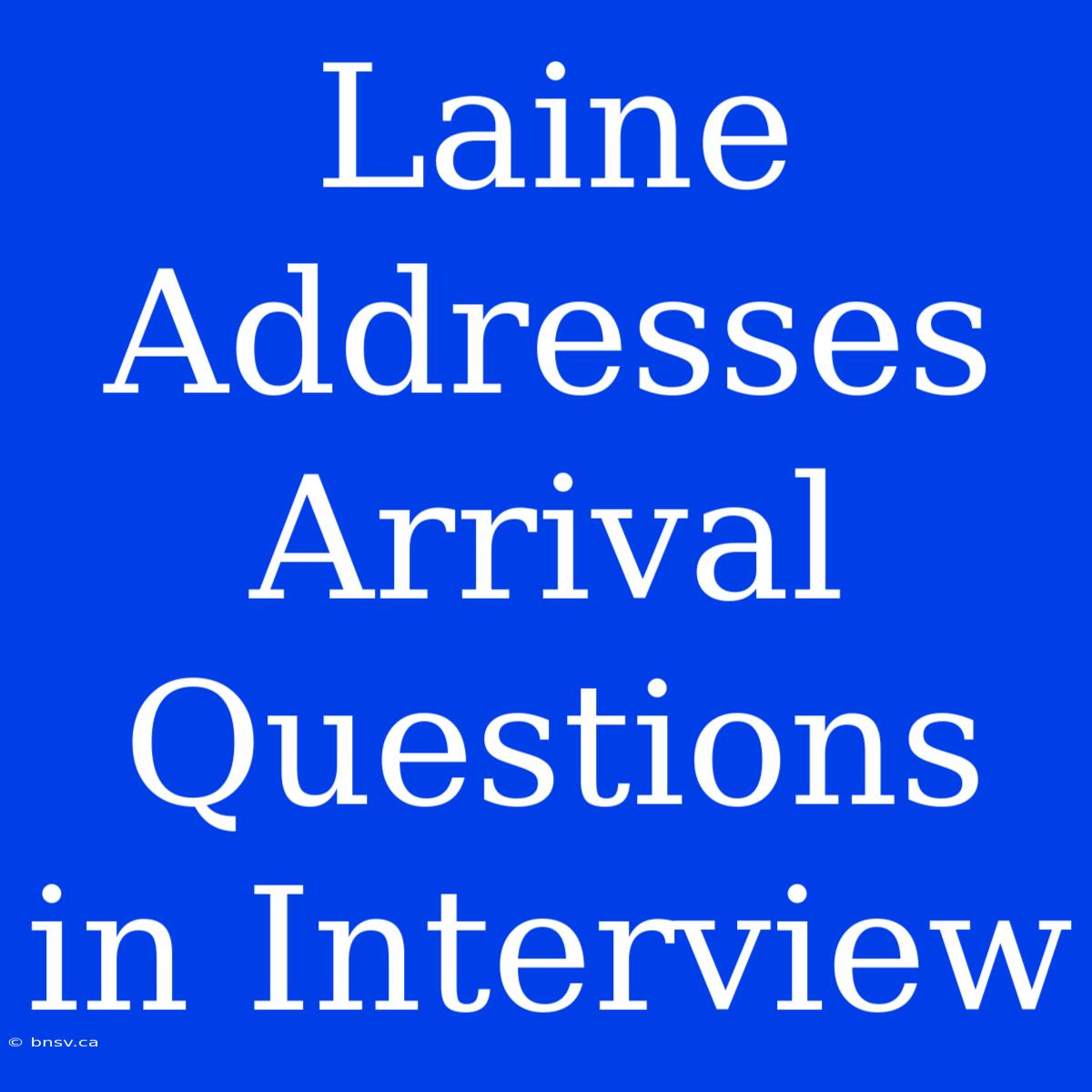 Laine Addresses Arrival Questions In Interview