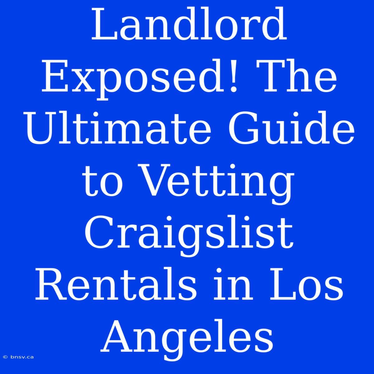 Landlord Exposed! The Ultimate Guide To Vetting Craigslist Rentals In Los Angeles