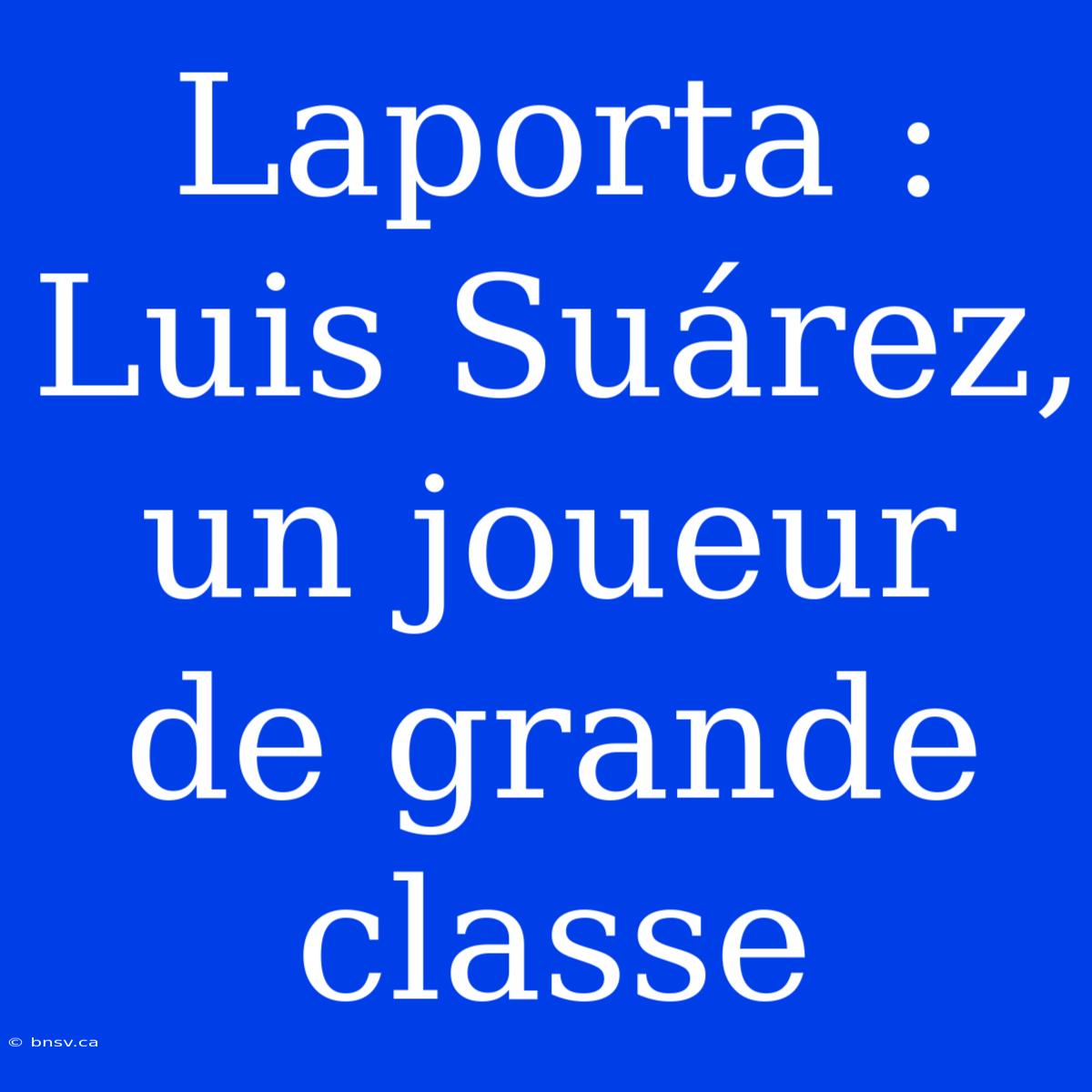 Laporta : Luis Suárez, Un Joueur De Grande Classe