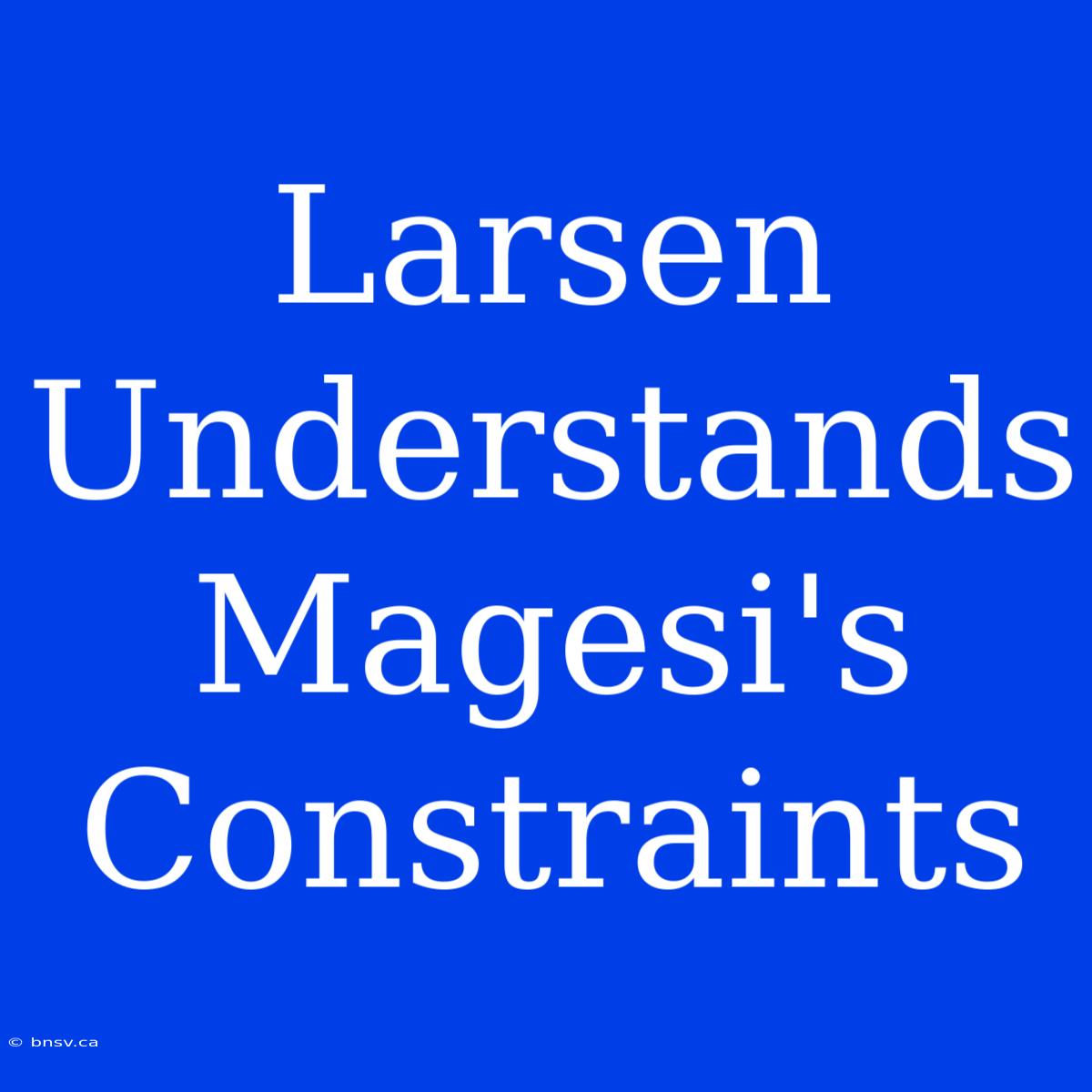 Larsen Understands Magesi's Constraints