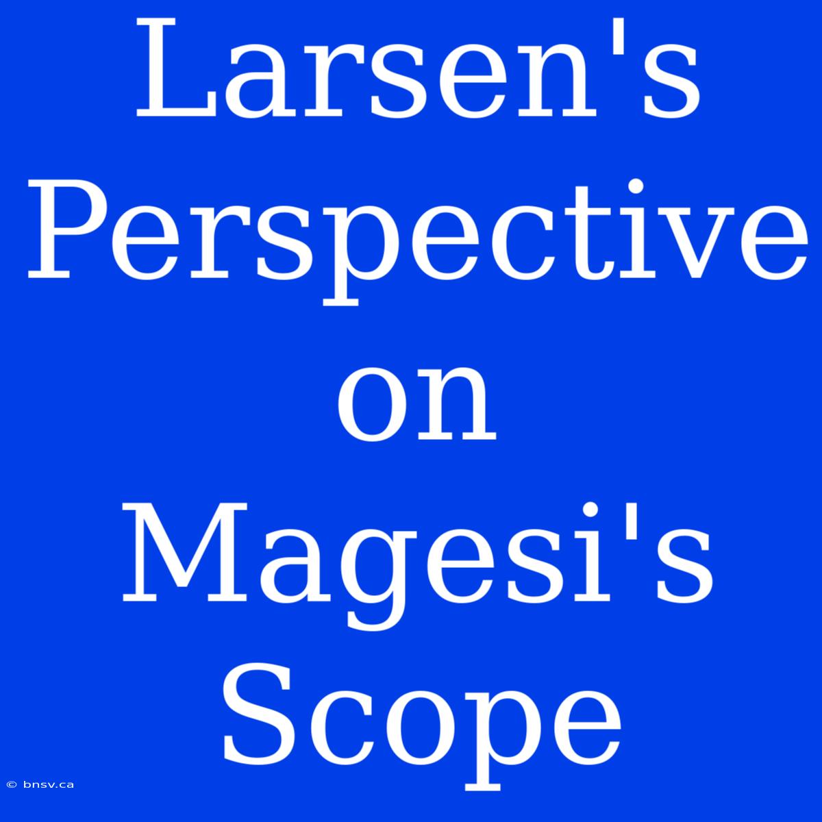 Larsen's Perspective On Magesi's Scope