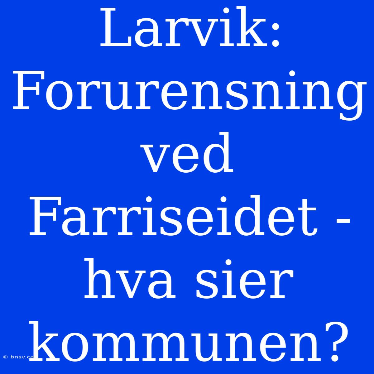 Larvik: Forurensning Ved Farriseidet - Hva Sier Kommunen?