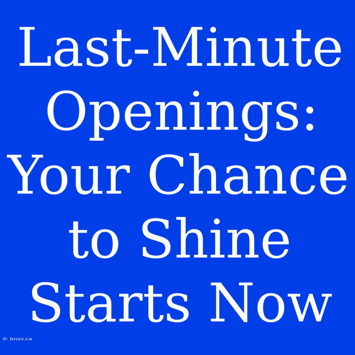 Last-Minute Openings: Your Chance To Shine Starts Now