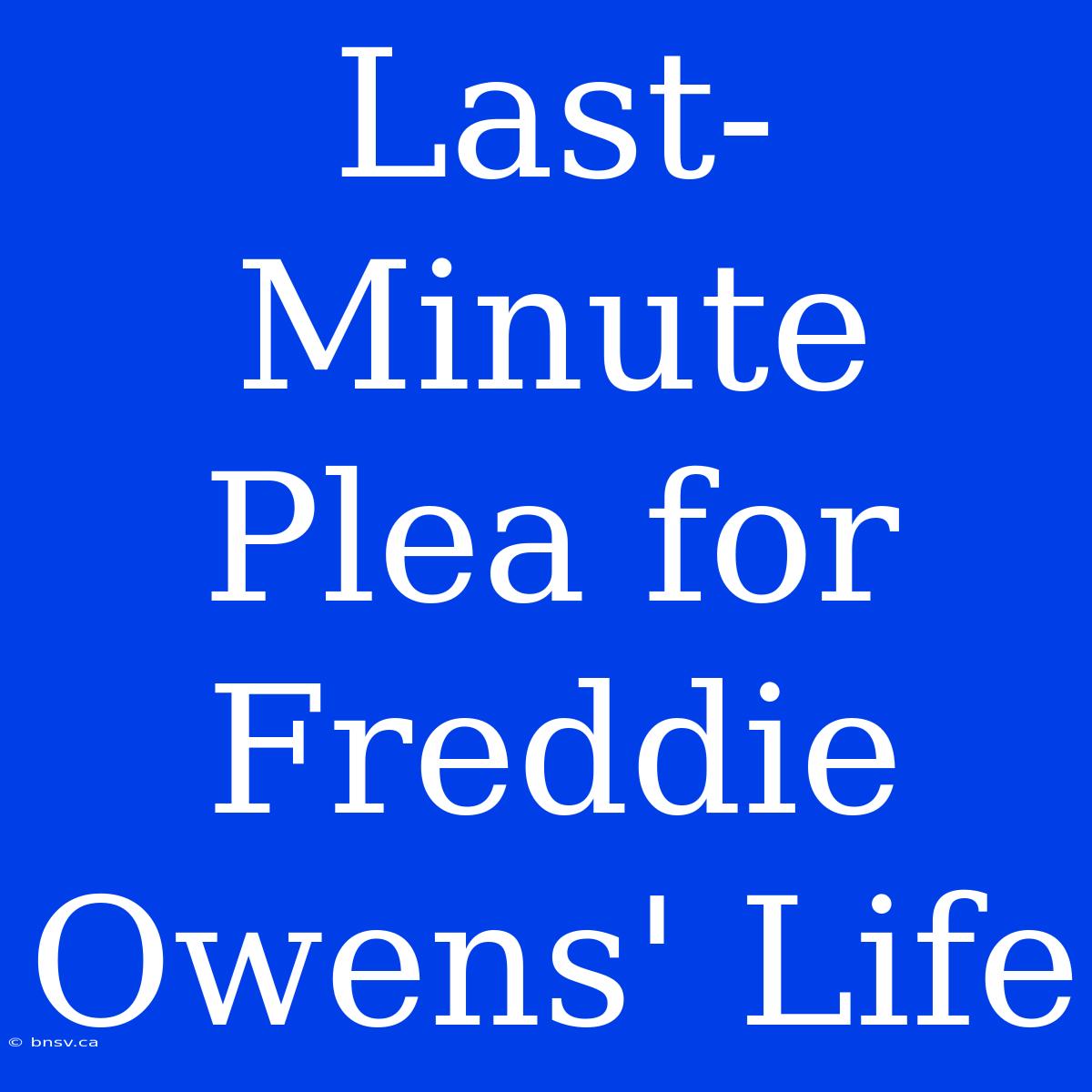 Last-Minute Plea For Freddie Owens' Life