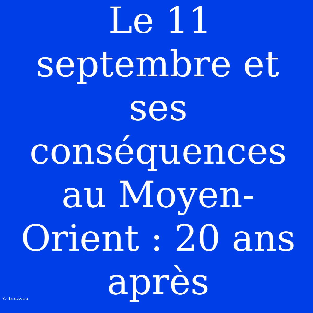 Le 11 Septembre Et Ses Conséquences Au Moyen-Orient : 20 Ans Après