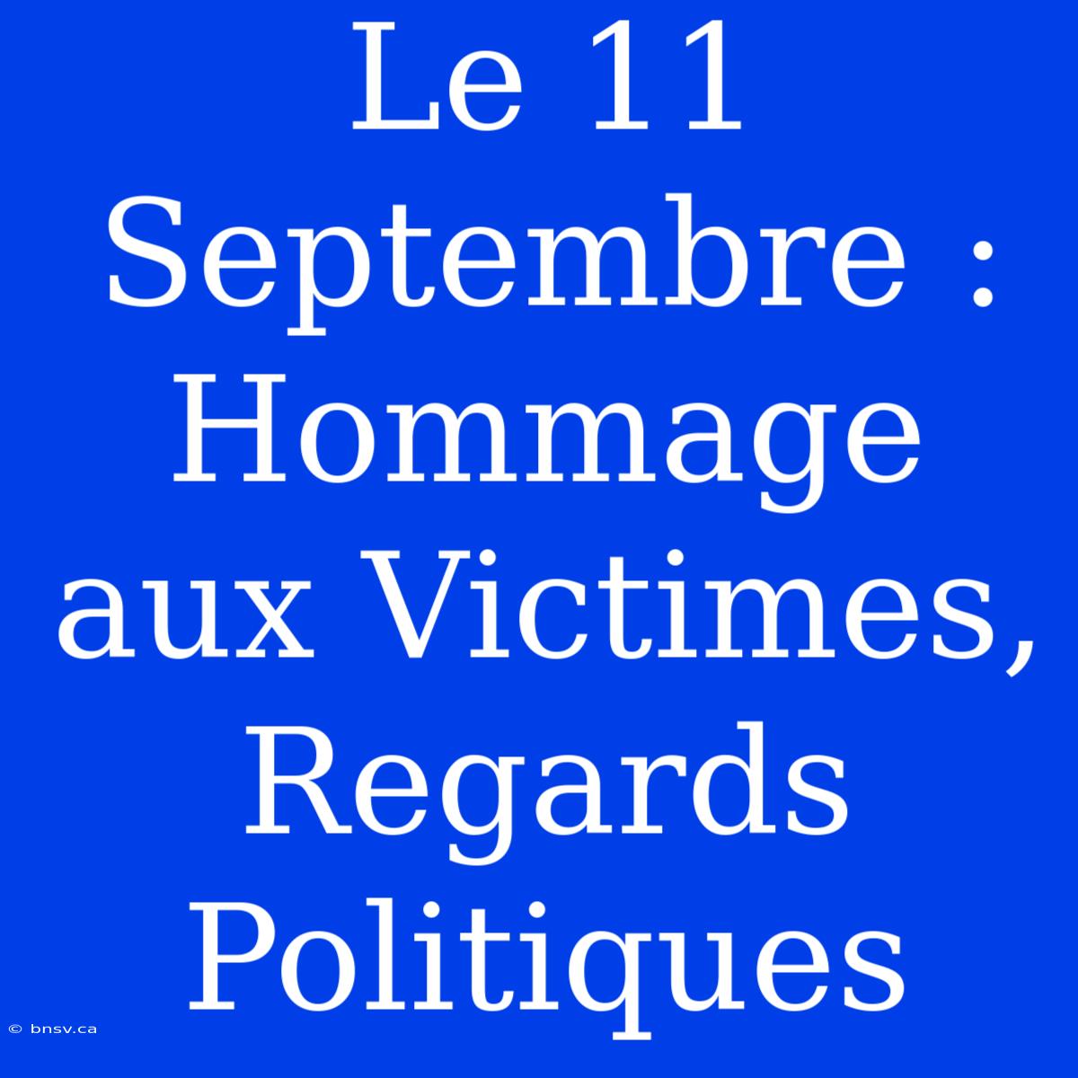 Le 11 Septembre : Hommage Aux Victimes, Regards Politiques