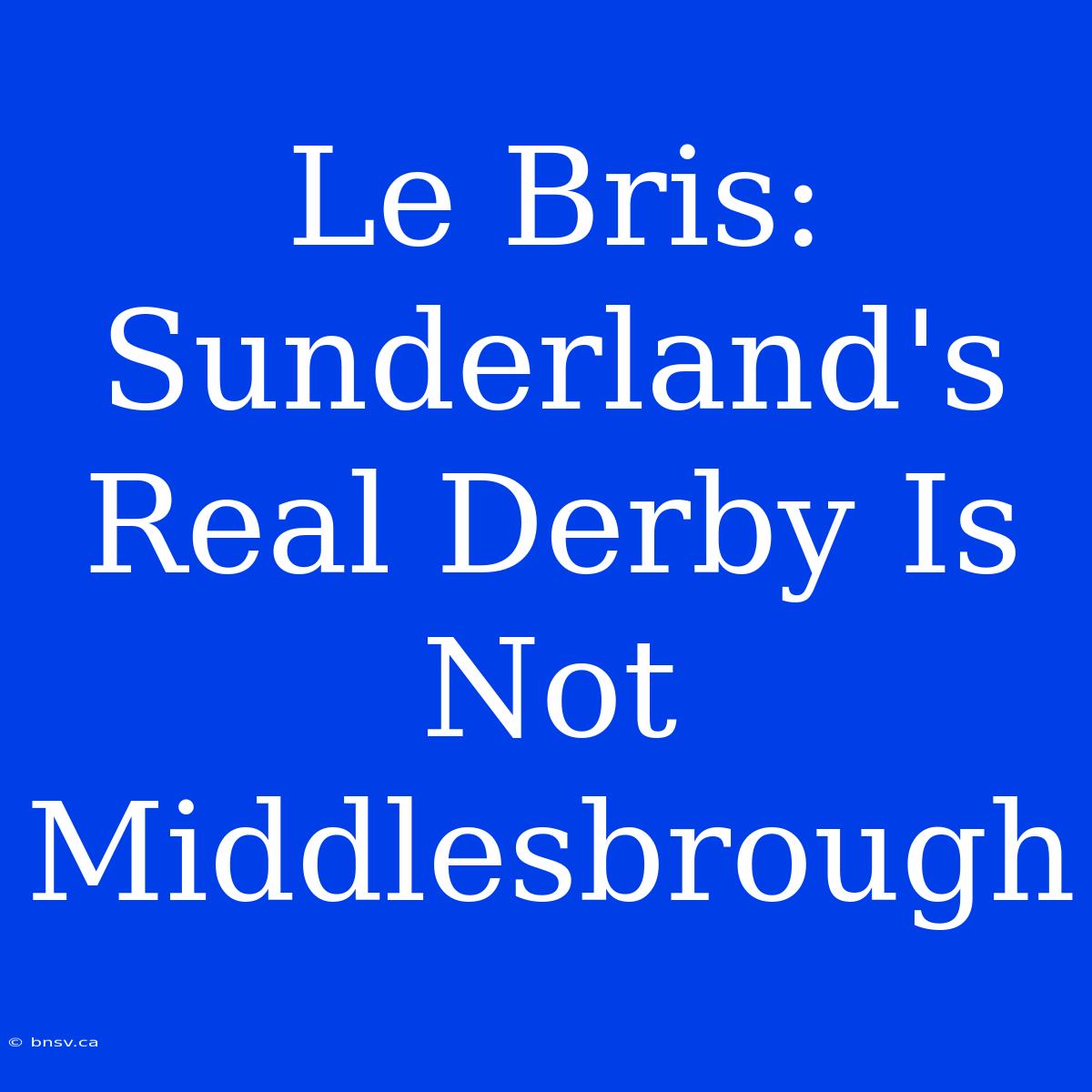 Le Bris:  Sunderland's Real Derby Is Not Middlesbrough