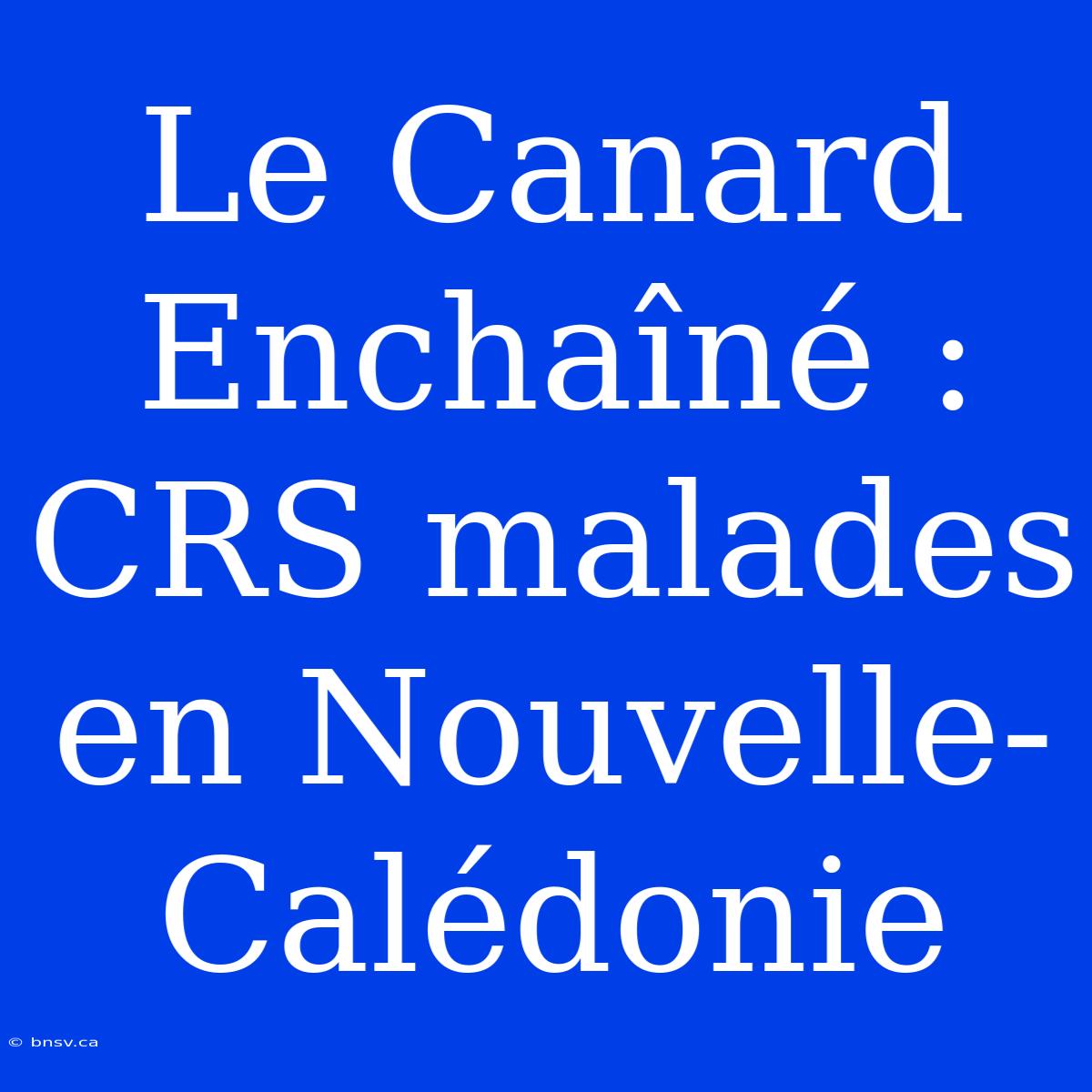 Le Canard Enchaîné : CRS Malades En Nouvelle-Calédonie