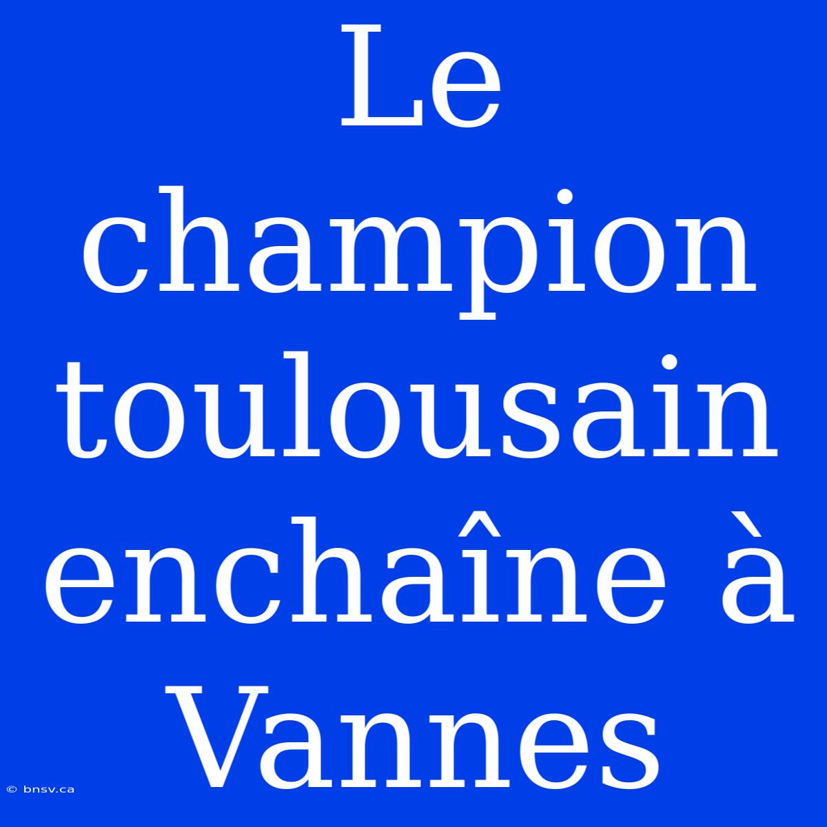 Le Champion Toulousain Enchaîne À Vannes