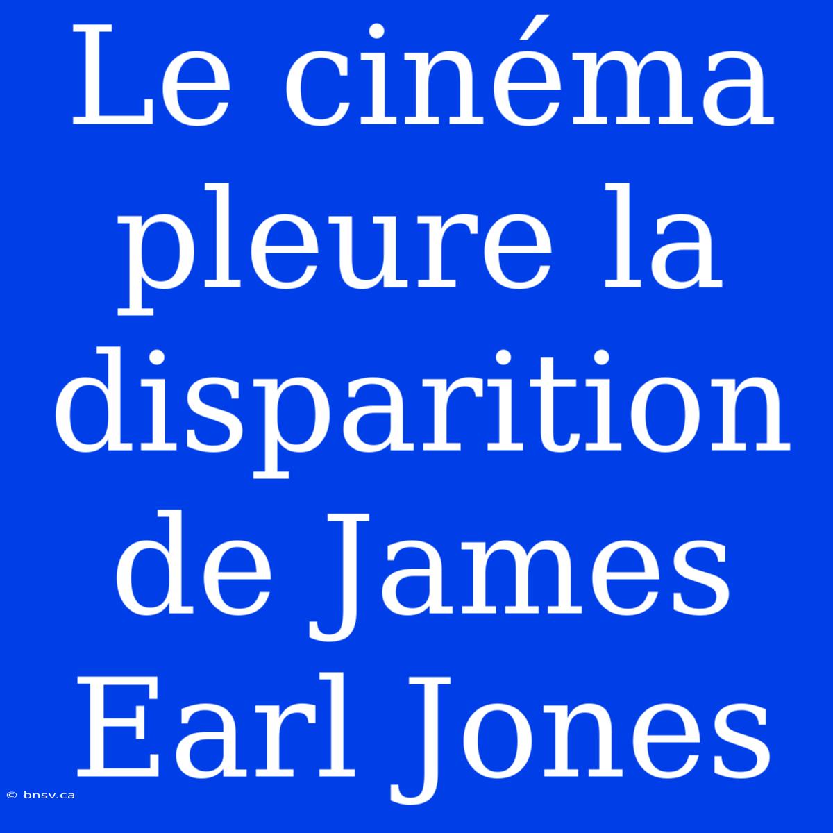 Le Cinéma Pleure La Disparition De James Earl Jones