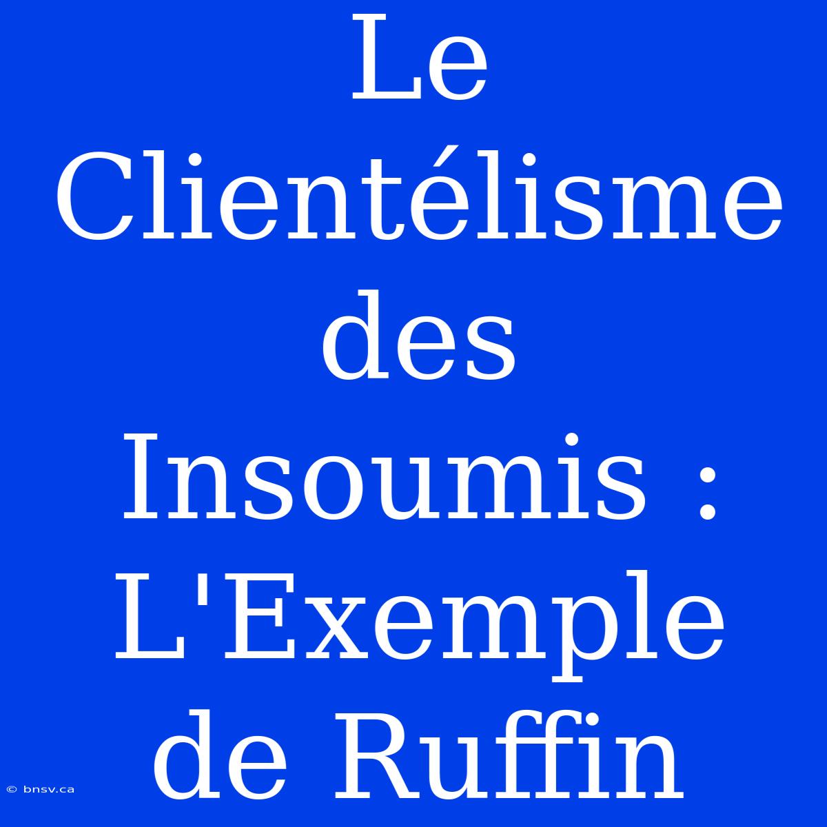 Le Clientélisme Des Insoumis : L'Exemple De Ruffin