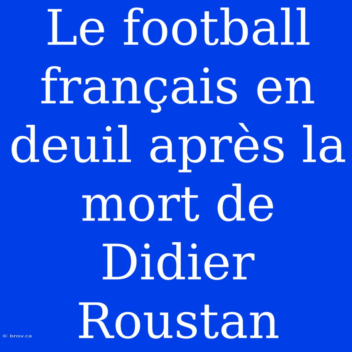 Le Football Français En Deuil Après La Mort De Didier Roustan