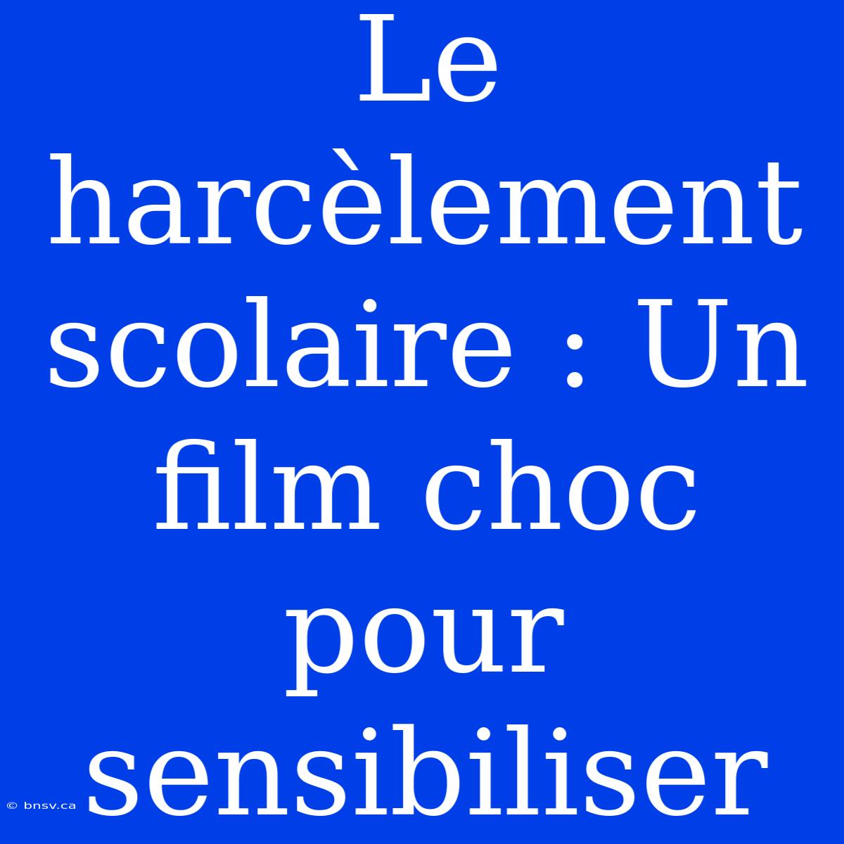 Le Harcèlement Scolaire : Un Film Choc Pour Sensibiliser