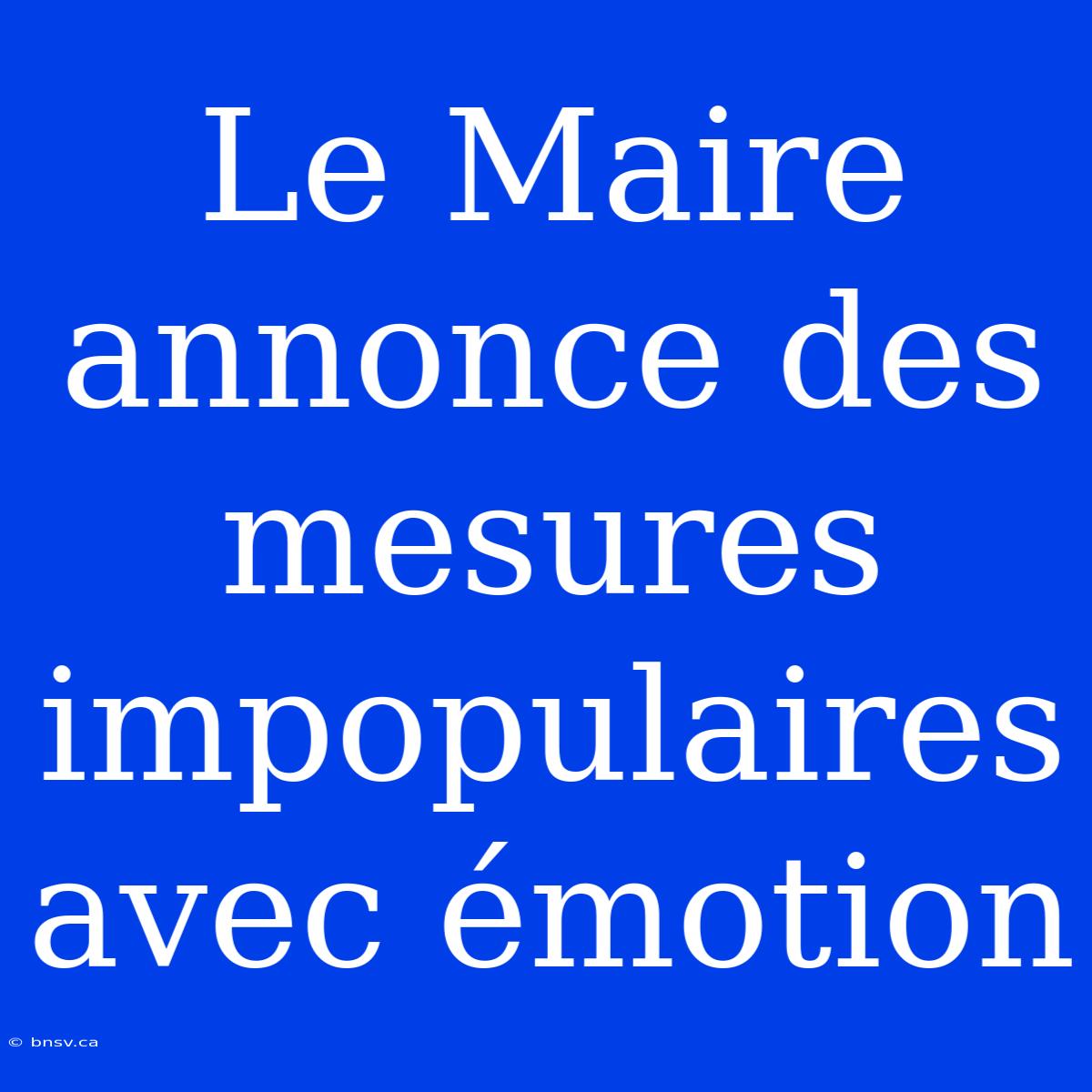 Le Maire Annonce Des Mesures Impopulaires Avec Émotion