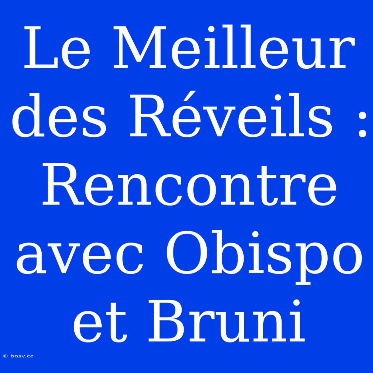 Le Meilleur Des Réveils : Rencontre Avec Obispo Et Bruni