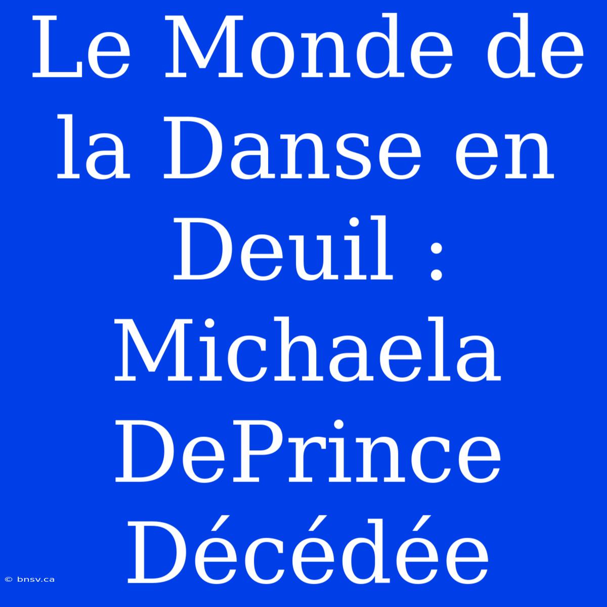 Le Monde De La Danse En Deuil : Michaela DePrince Décédée