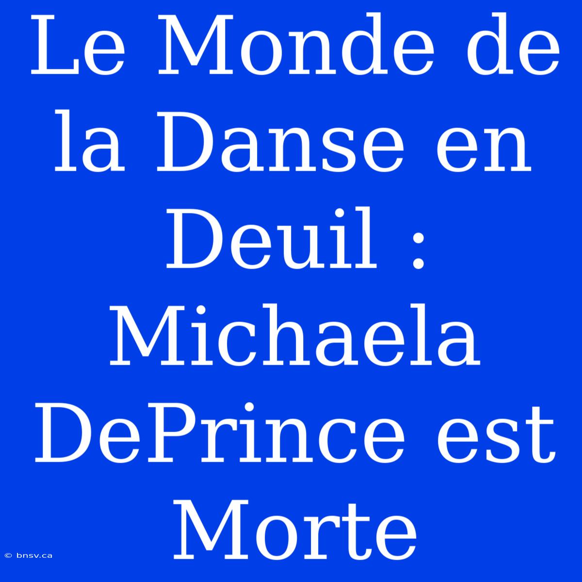 Le Monde De La Danse En Deuil : Michaela DePrince Est Morte