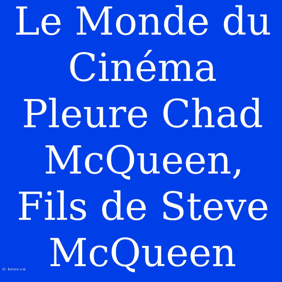 Le Monde Du Cinéma Pleure Chad McQueen, Fils De Steve McQueen