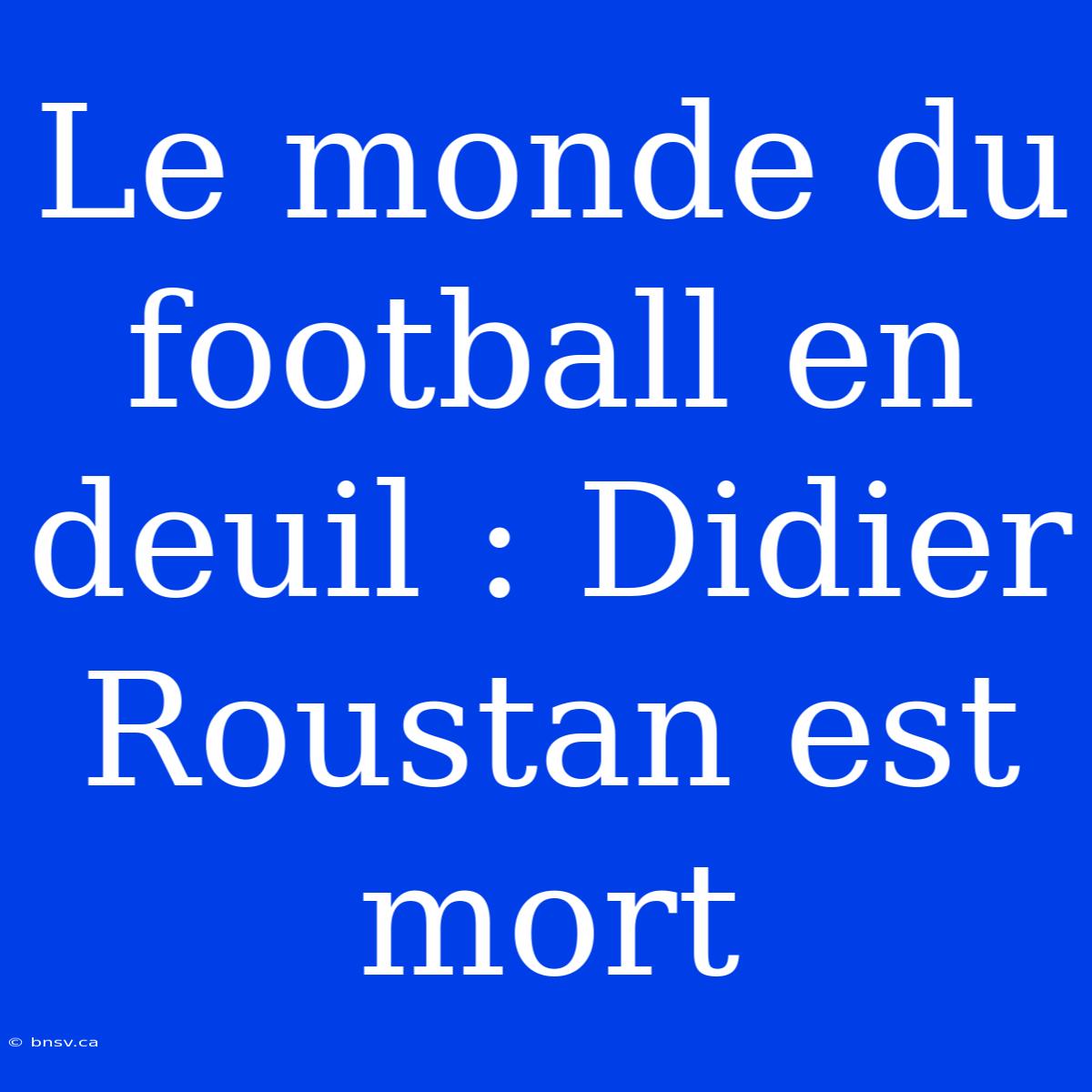 Le Monde Du Football En Deuil : Didier Roustan Est Mort