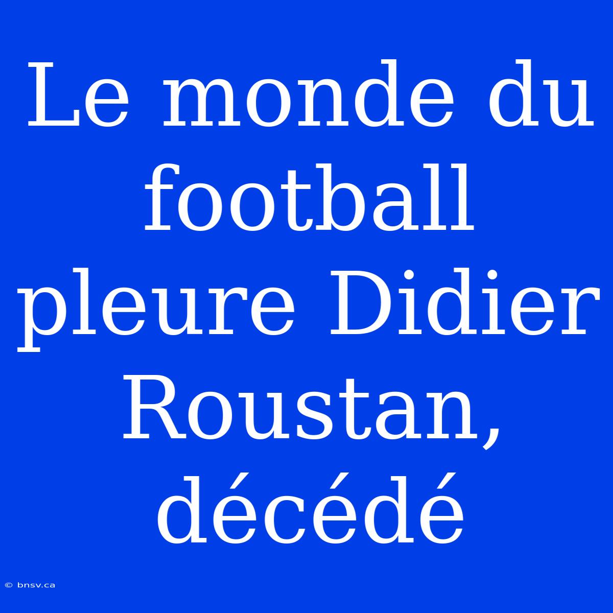 Le Monde Du Football Pleure Didier Roustan, Décédé