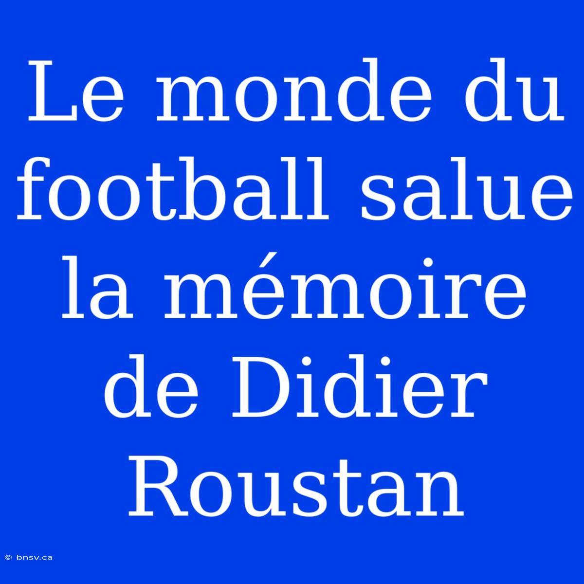 Le Monde Du Football Salue La Mémoire De Didier Roustan