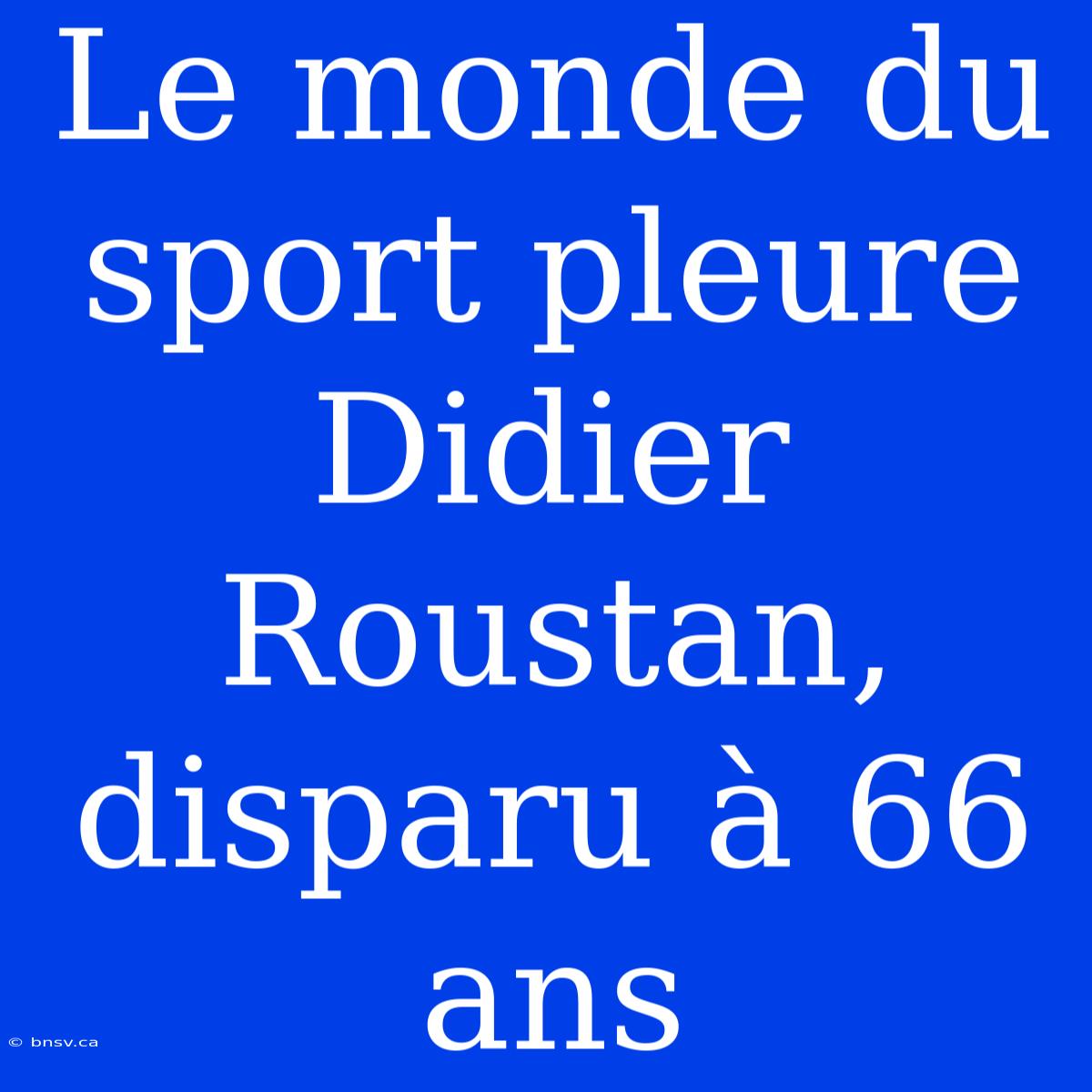 Le Monde Du Sport Pleure Didier Roustan, Disparu À 66 Ans