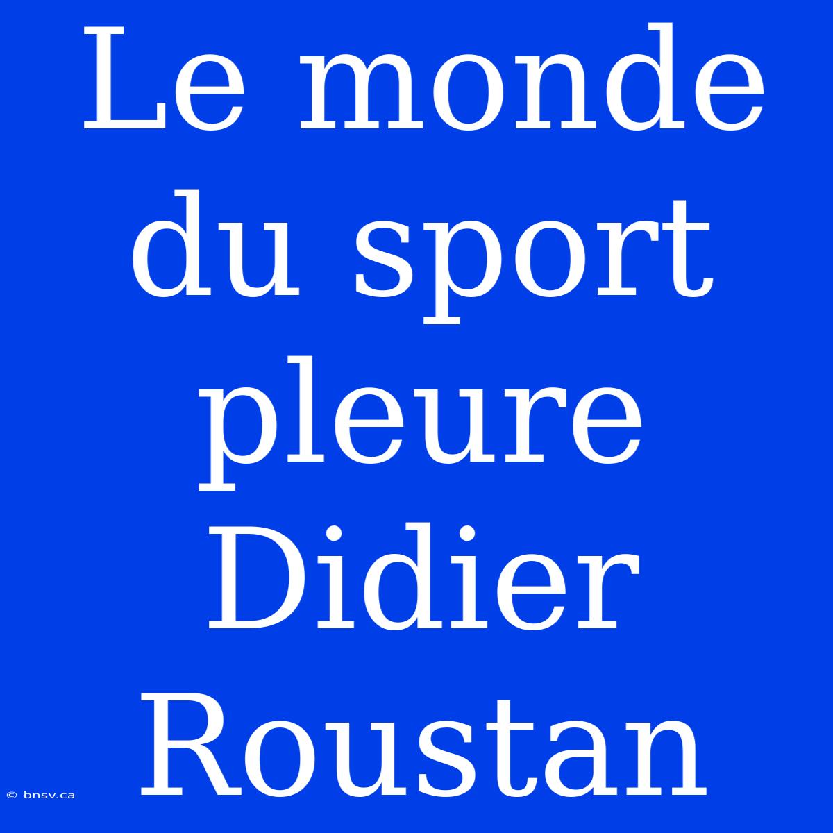 Le Monde Du Sport Pleure Didier Roustan