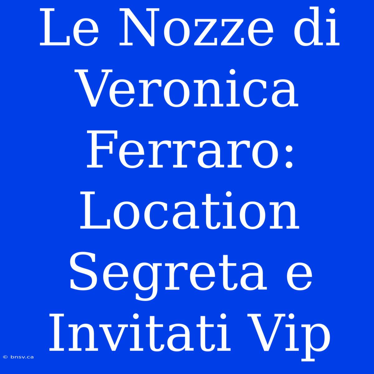 Le Nozze Di Veronica Ferraro: Location Segreta E Invitati Vip