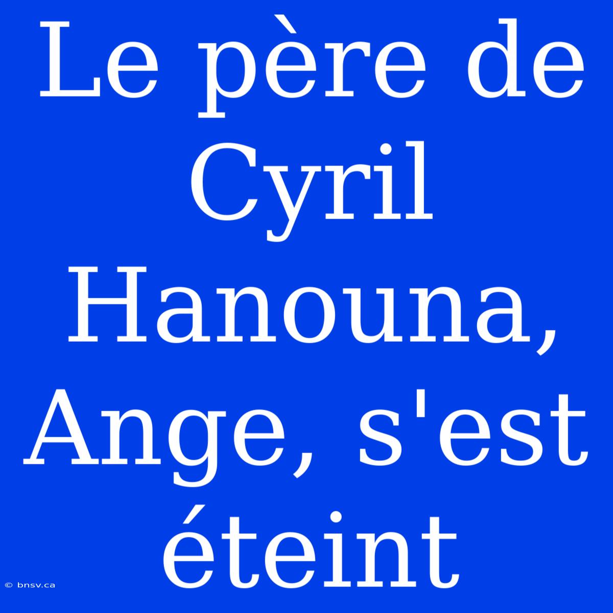 Le Père De Cyril Hanouna, Ange, S'est Éteint