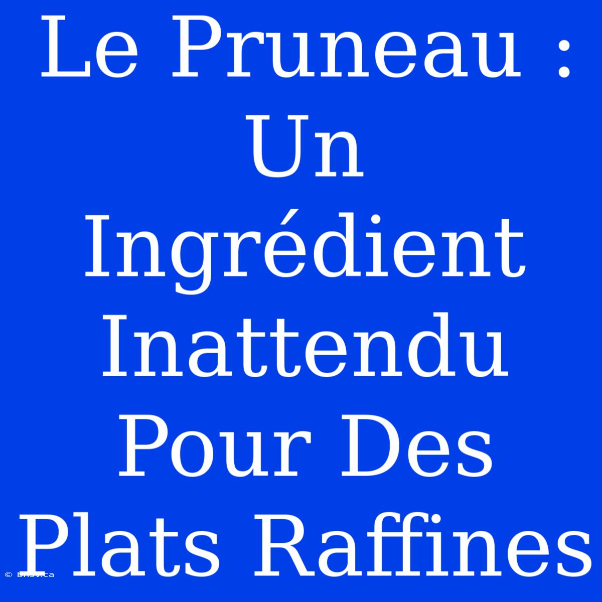 Le Pruneau : Un Ingrédient Inattendu Pour Des Plats Raffines