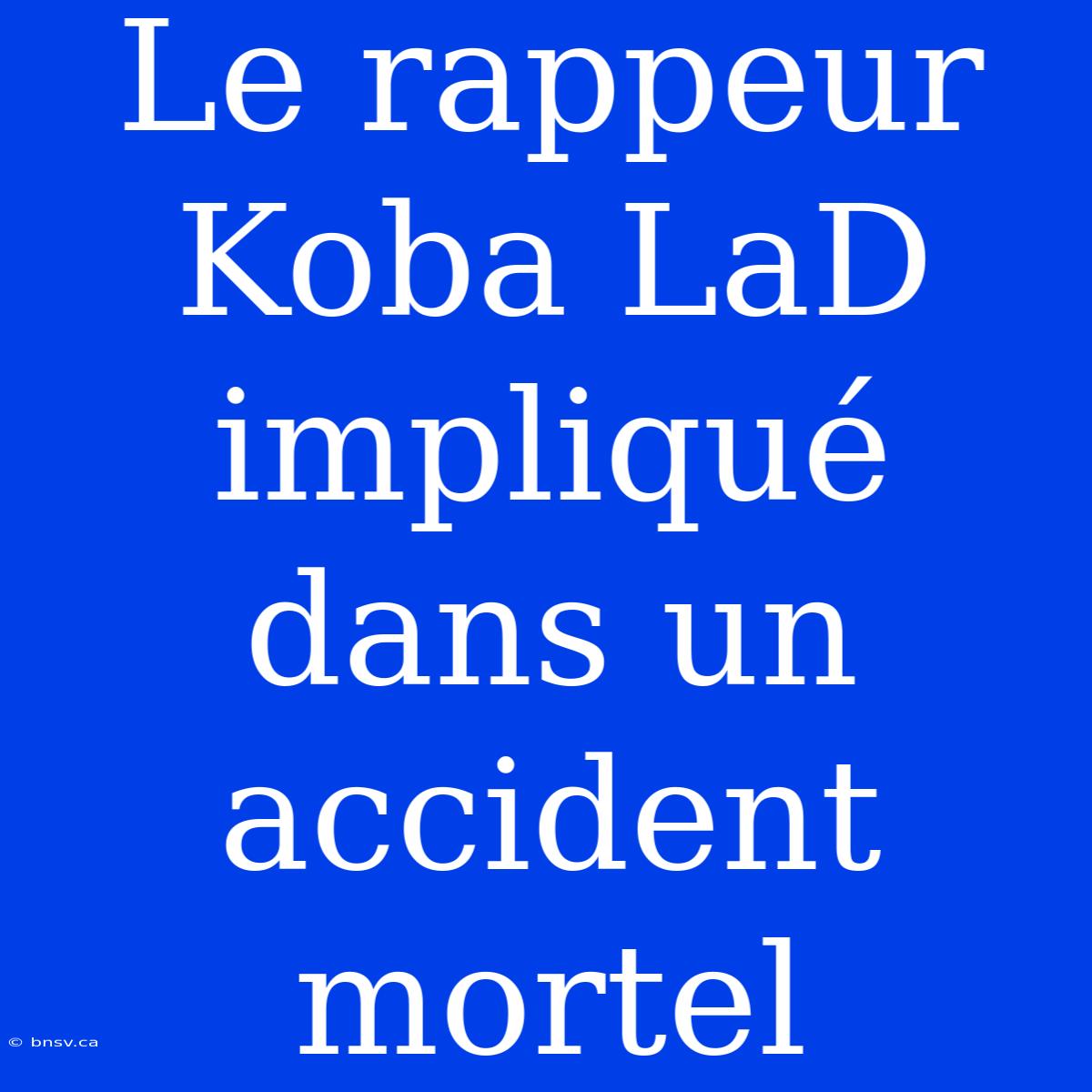 Le Rappeur Koba LaD Impliqué Dans Un Accident Mortel