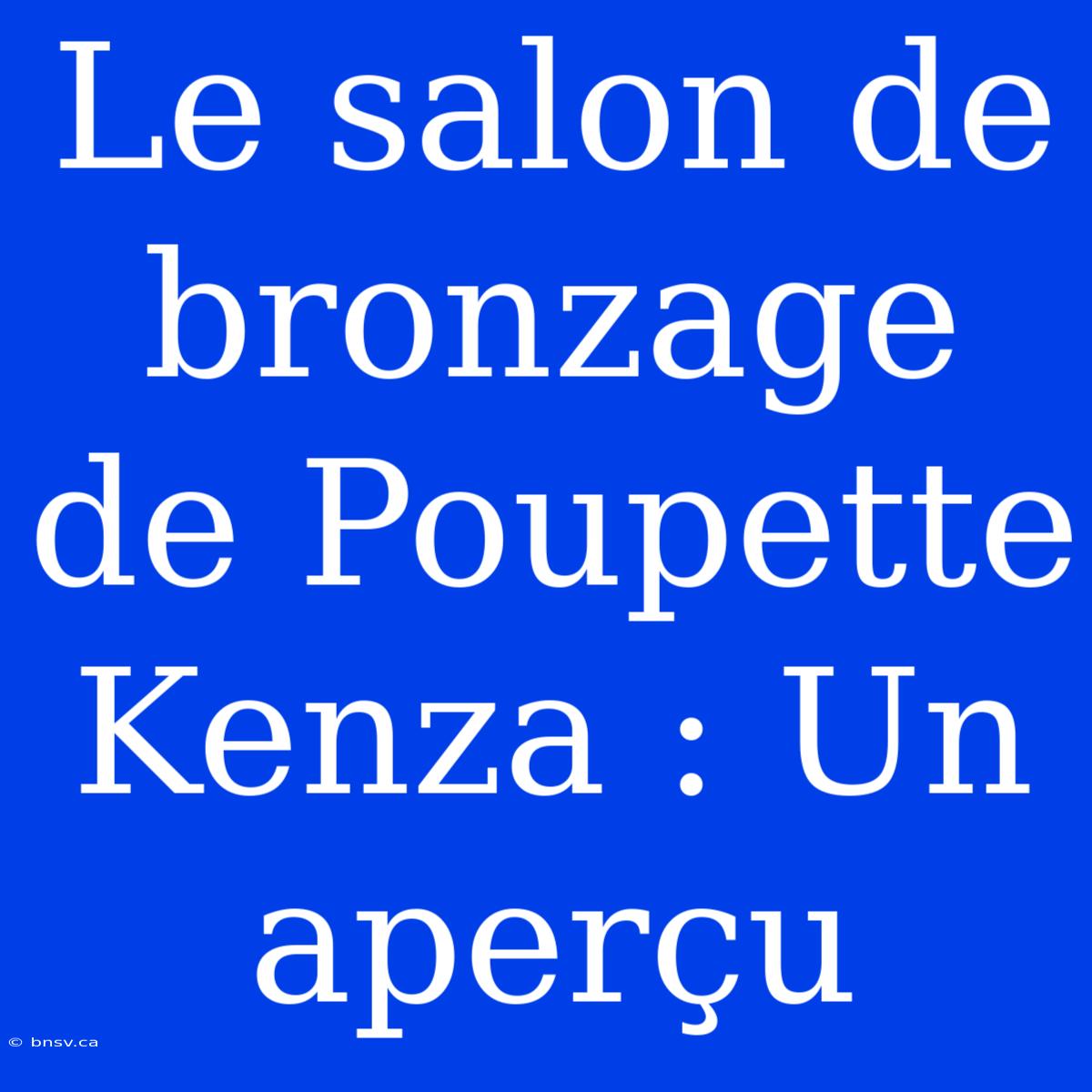 Le Salon De Bronzage De Poupette Kenza : Un Aperçu