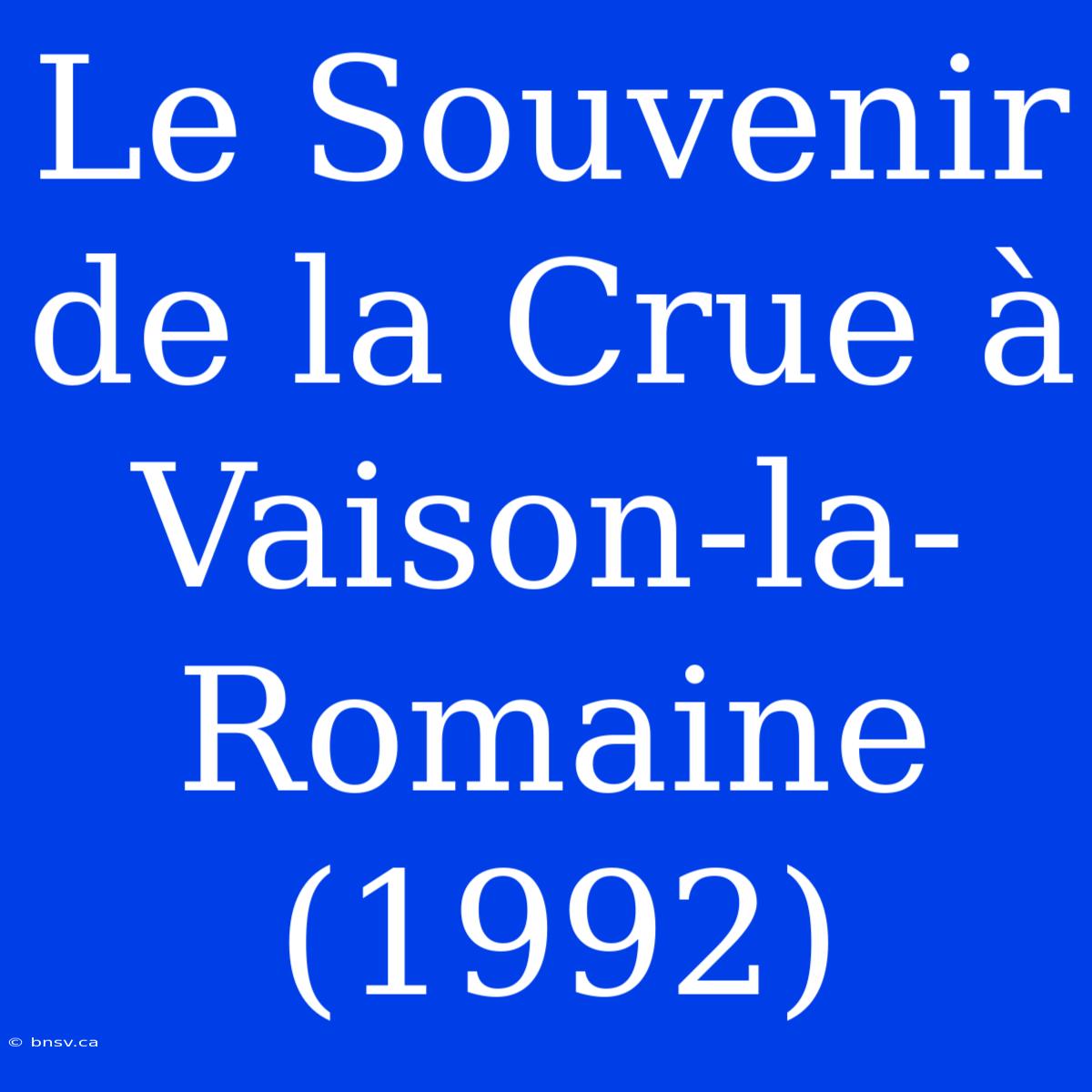 Le Souvenir De La Crue À Vaison-la-Romaine (1992)