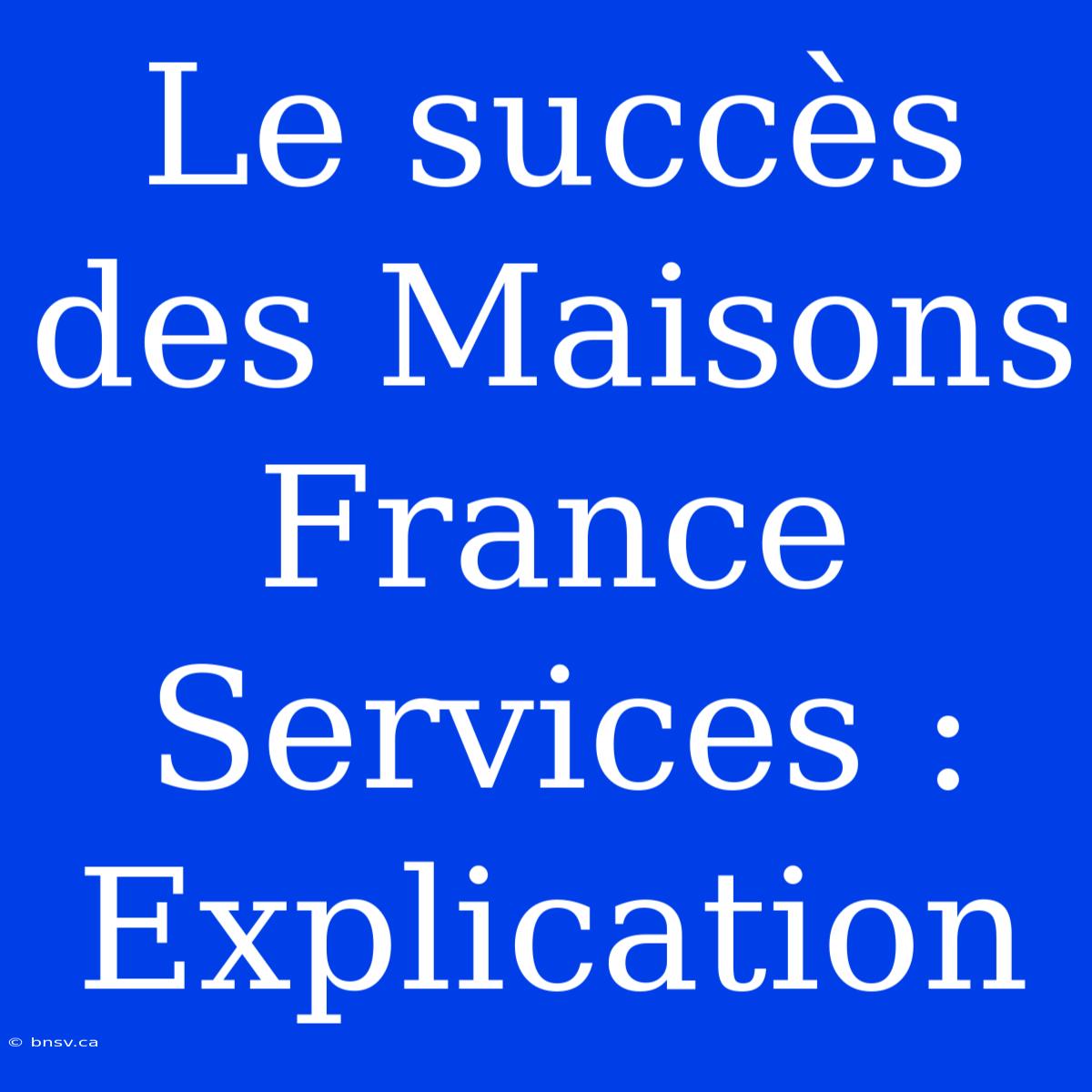 Le Succès Des Maisons France Services : Explication